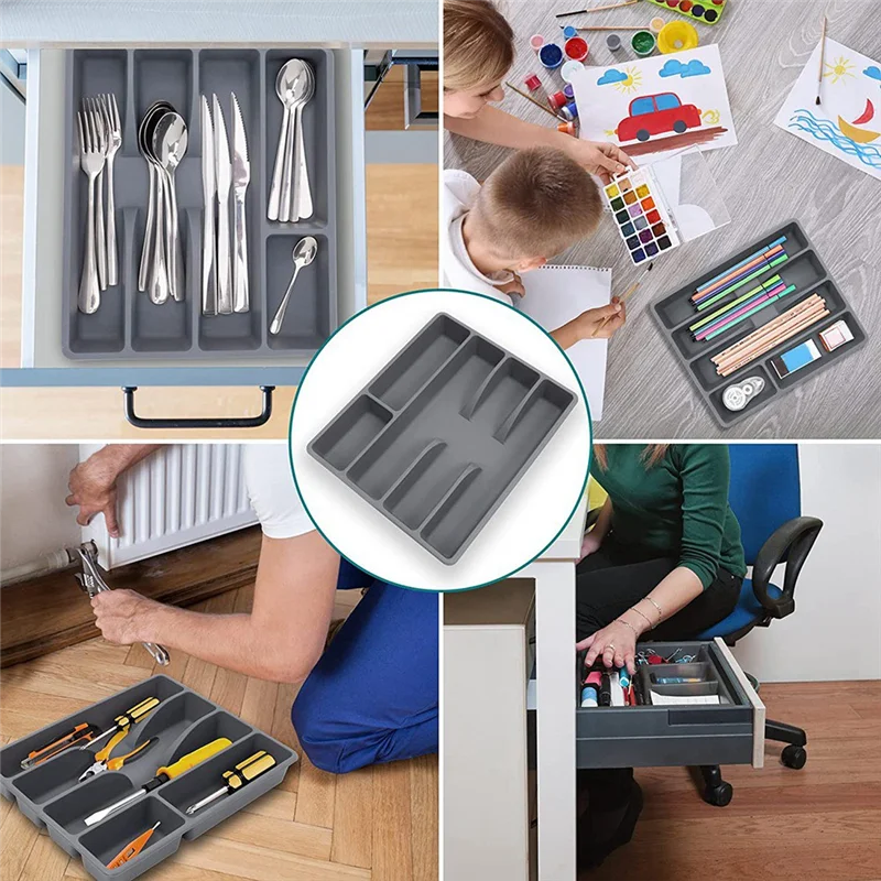 Organizador De Gaveta De Cozinha De Plástico Com Design Moderno E Alta Capacidade Para Talheres