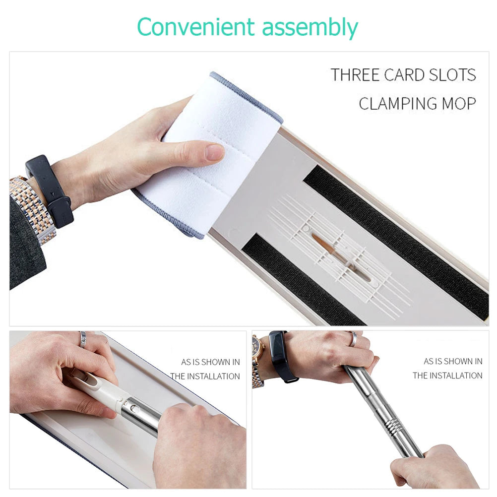 Esfregão Microfibra Ultraabsorvente Plano Multifuncional Profissional Telescópico Rotativo