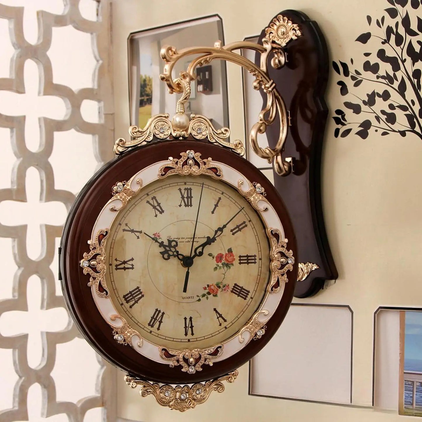 Relógio De Parede Dupla Face Para Escritório Silencioso