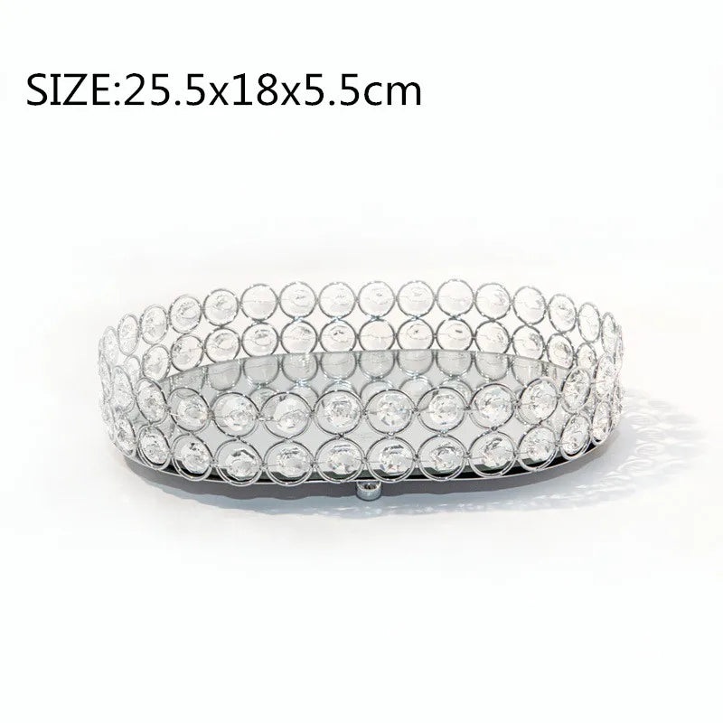 Bandeja Espelho De Cristal Dourado Para Joias Organizador