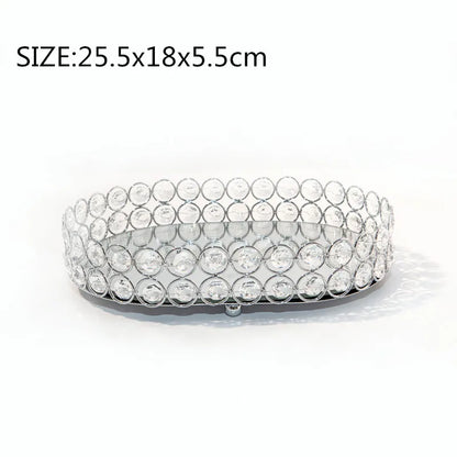 Bandeja Espelho De Cristal Dourado Para Joias Organizador