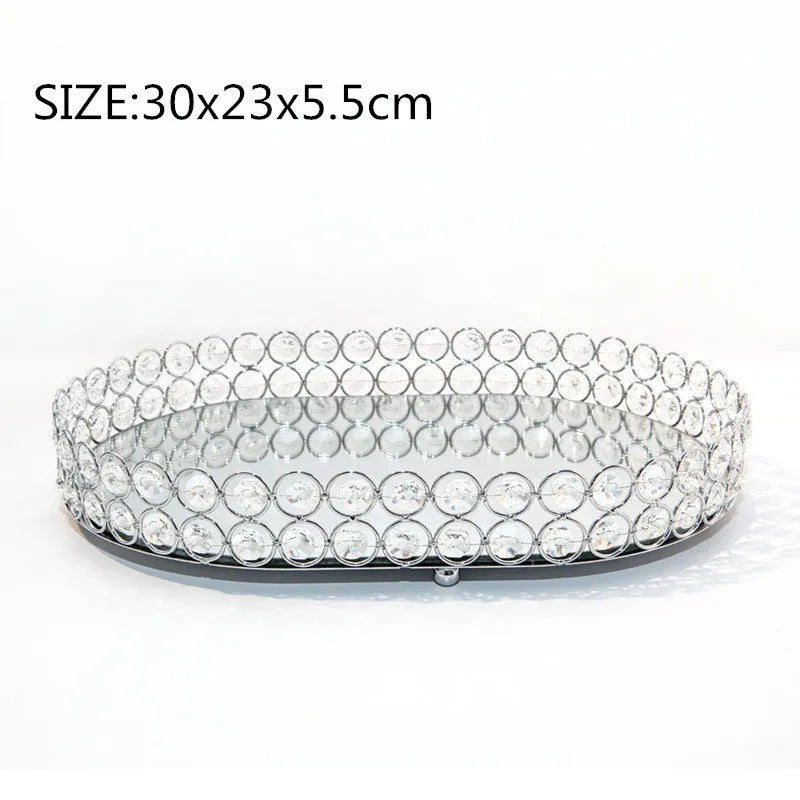 Bandeja Espelho De Cristal Dourado Para Joias Organizador