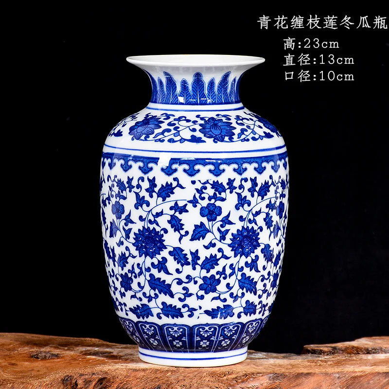 Vaso para Sala Cerâmica Jingdezhen Azul Decorativo