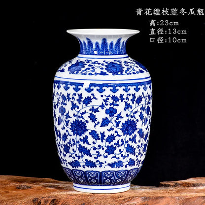 Vaso para Sala Cerâmica Jingdezhen Azul Decorativo