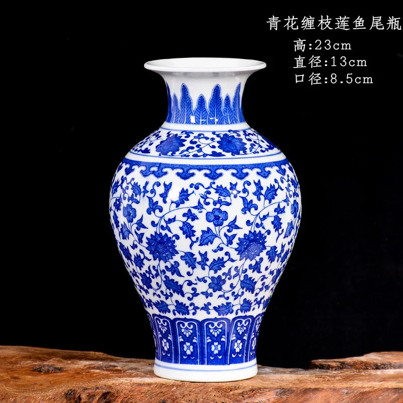 Vaso para Sala Cerâmica Jingdezhen Azul Decorativo