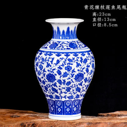 Vaso para Sala Cerâmica Jingdezhen Azul Decorativo