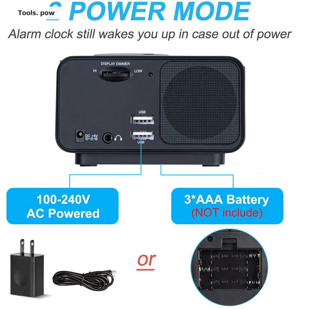 Rádio Despertador Digital Multifuncional Para Quarto LED