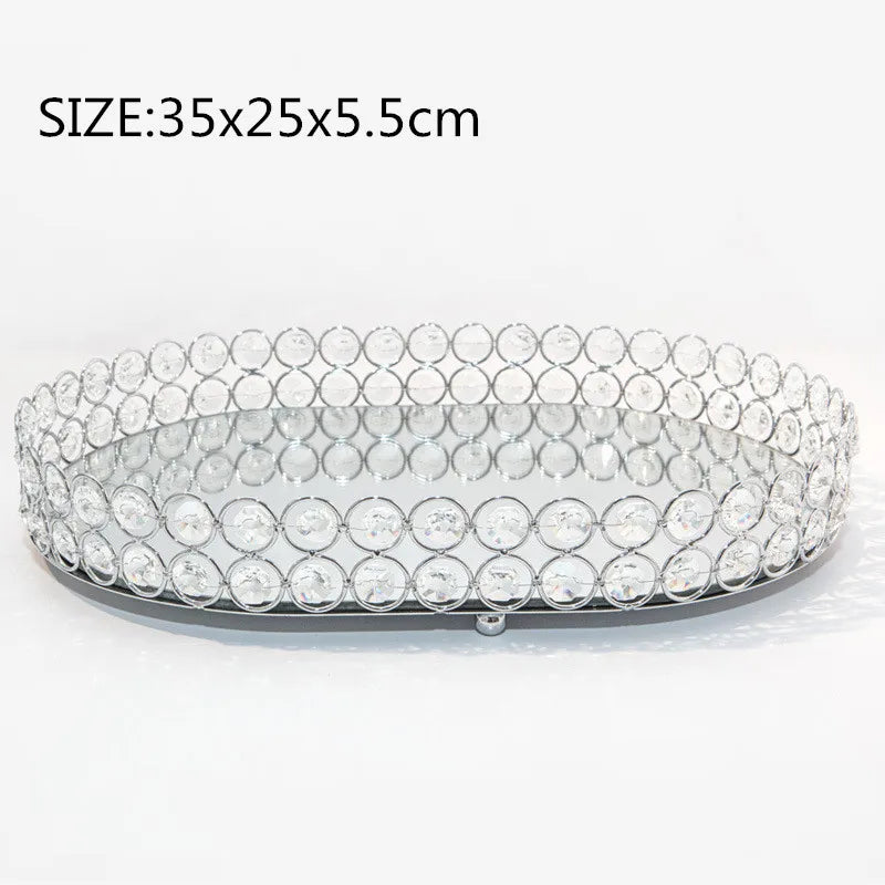 Bandeja Espelho De Cristal Dourado Para Joias Organizador