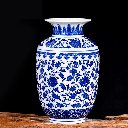 Vaso para Sala Cerâmica Jingdezhen Azul Decorativo