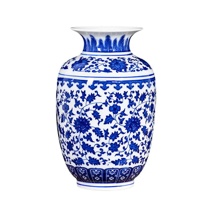 Vaso para Sala Cerâmica Jingdezhen Azul Decorativo