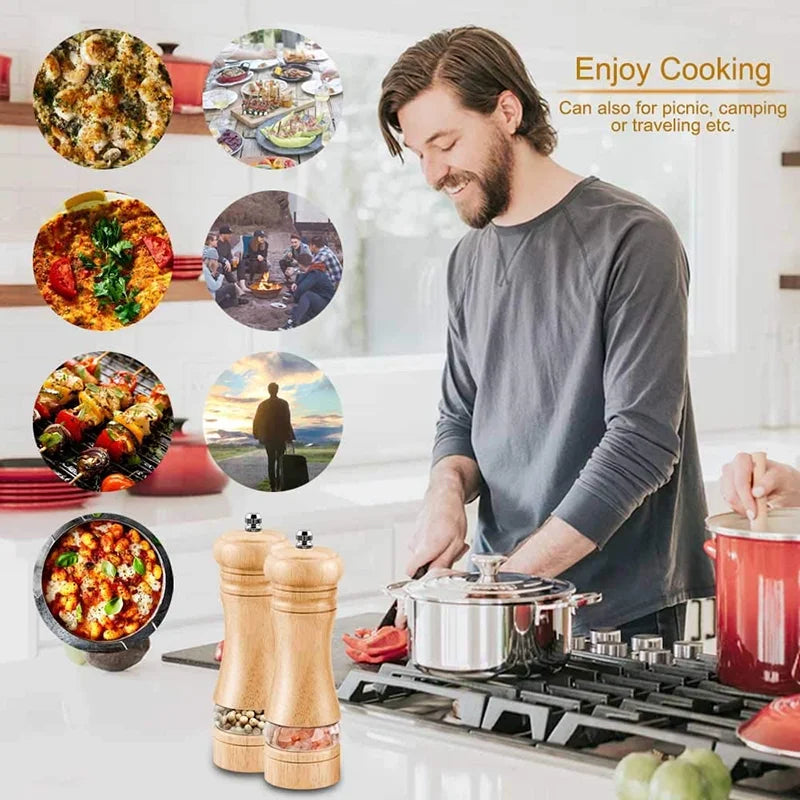 Moedor De Pimenta Manual para Cozinha em Madeira Maciça Premium