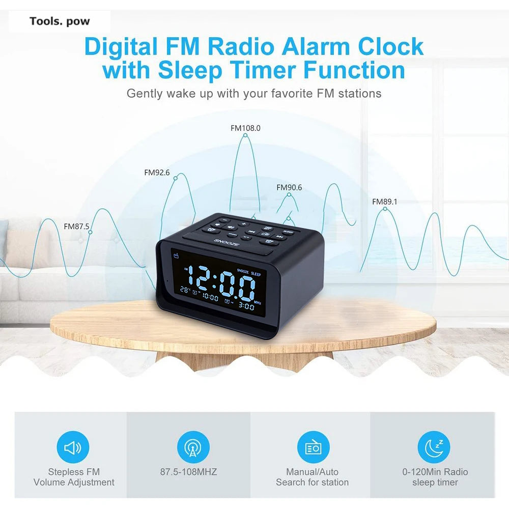 Rádio Despertador Digital Multifuncional Para Quarto LED