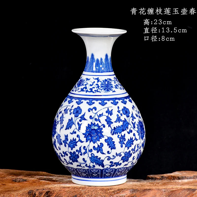 Vaso para Sala Cerâmica Jingdezhen Azul Decorativo
