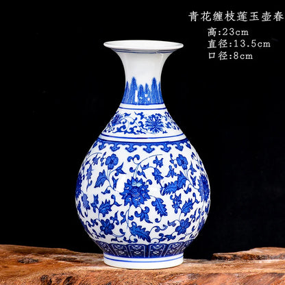 Vaso para Sala Cerâmica Jingdezhen Azul Decorativo