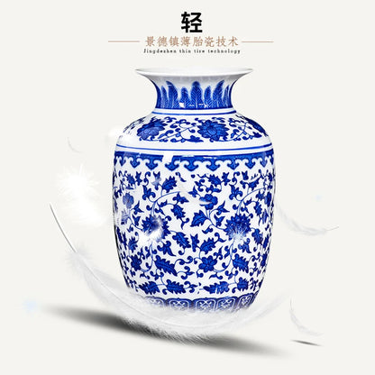Vaso para Sala Cerâmica Jingdezhen Azul Decorativo