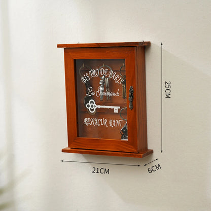 Organizador De Chaves De Madeira Para Parede Com Porta De Vidro Atraente E Durável