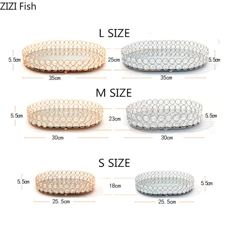 Bandeja Espelho De Cristal Dourado Para Joias Organizador