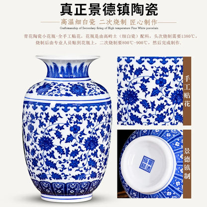 Vaso para Sala Cerâmica Jingdezhen Azul Decorativo