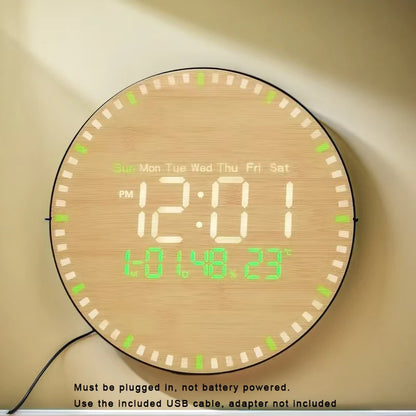 Despertador Digital Silencioso Para Parede USB Madeira