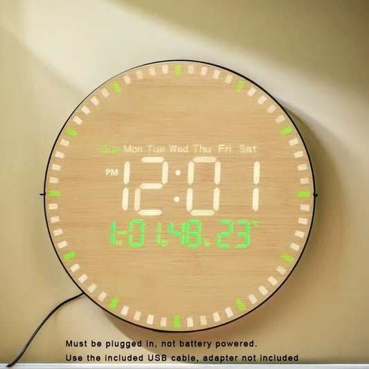 Despertador Digital Silencioso Para Parede USB Madeira