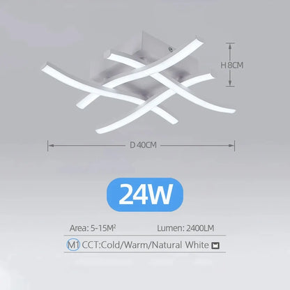 Luminária De Teto LED Variável Sala Quarto Curvo