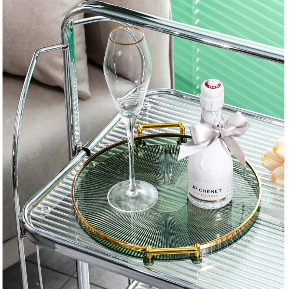 Bandeja de Armazenamento Redonda Multifuncional para Mesa Ouro