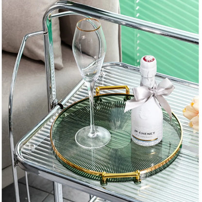 Bandeja de Armazenamento Redonda Multifuncional para Mesa Ouro