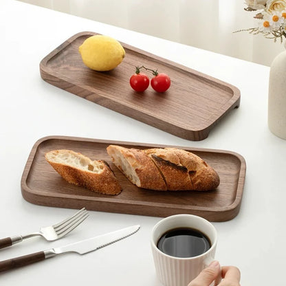 Bandeja De Madeira Nogueira Maciça Retangular Chá Café