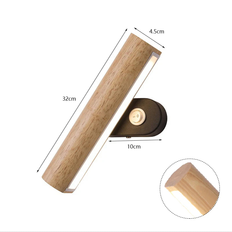 Luminária De Parede Madeira Para Sala LED Ajustável