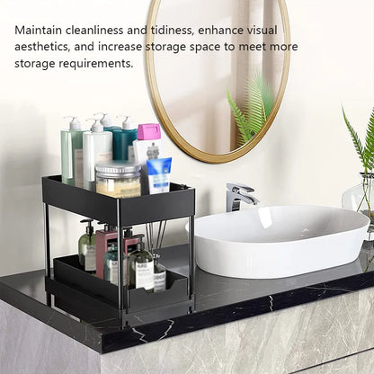 Organizador E Armazenamento Sob A Pia Com Gavetas Deslizantes Duplas E Prateleiras Multiuso Acesso Rápido