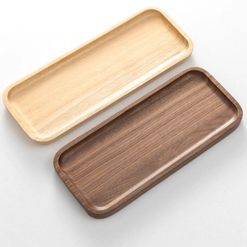 Bandeja De Madeira Nogueira Maciça Retangular Chá Café