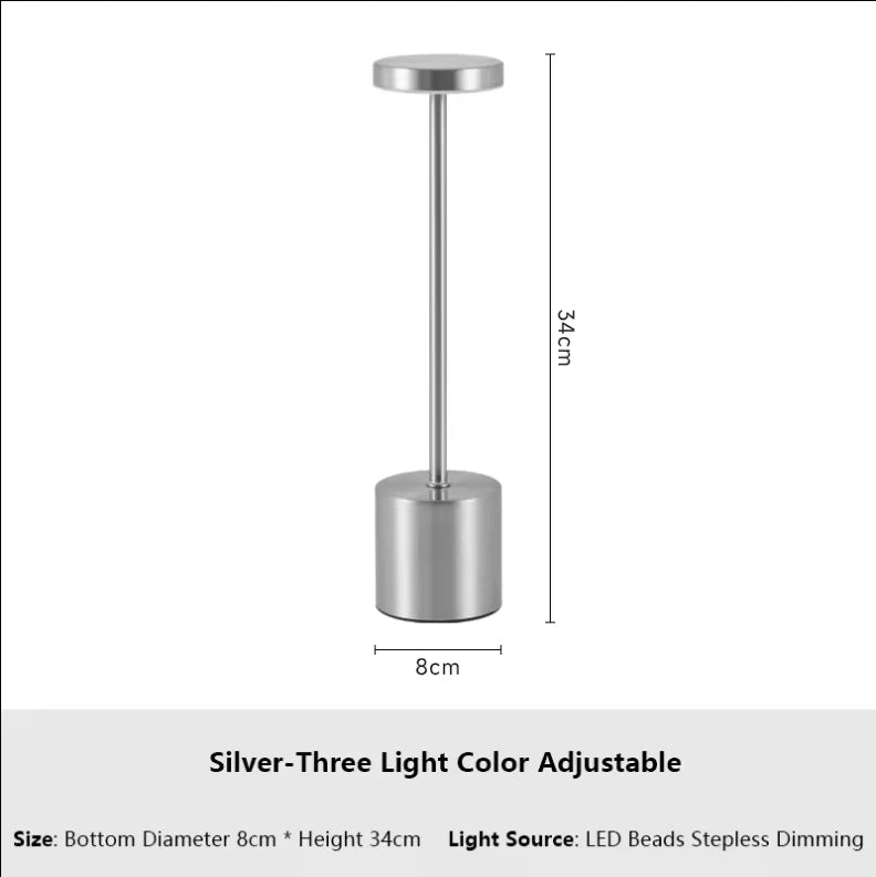 Lâmpada de Mesa LED Recarregável com Sensor de Toque e Iluminação Ambiental Personalizável