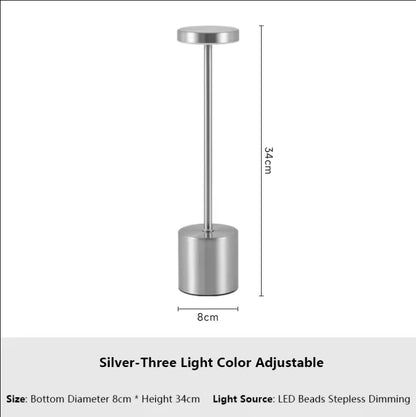 Lâmpada de Mesa LED Recarregável com Sensor de Toque e Iluminação Ambiental Personalizável