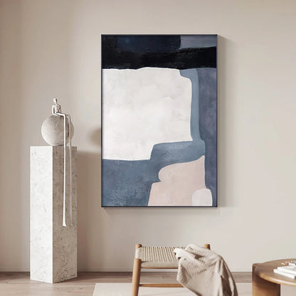 Quadro Decorativo Em Tela Azul Geométrico Para Sala