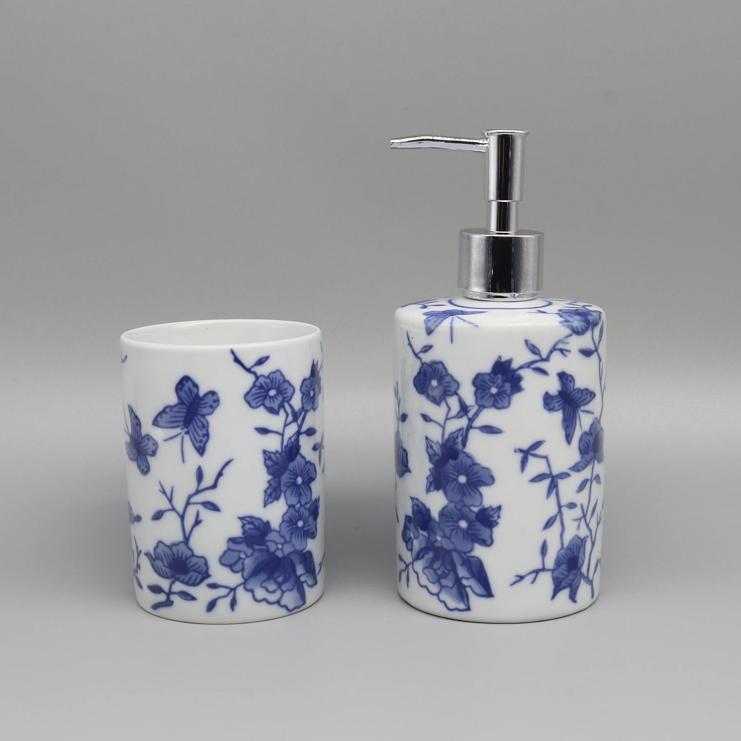 Dispensador De Sabonete Líquido Cerâmico Azul Banheiro Premium