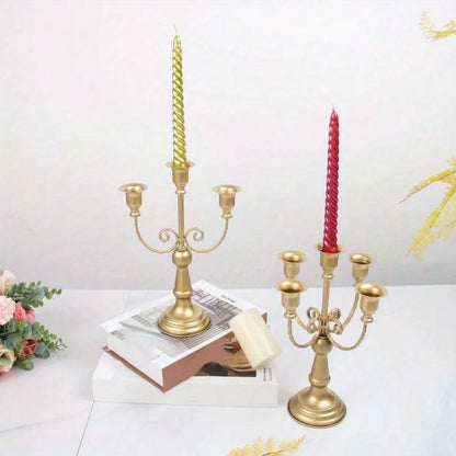 Castiçais Decorativos Metálicos Dourados Para Mesas de Eventos