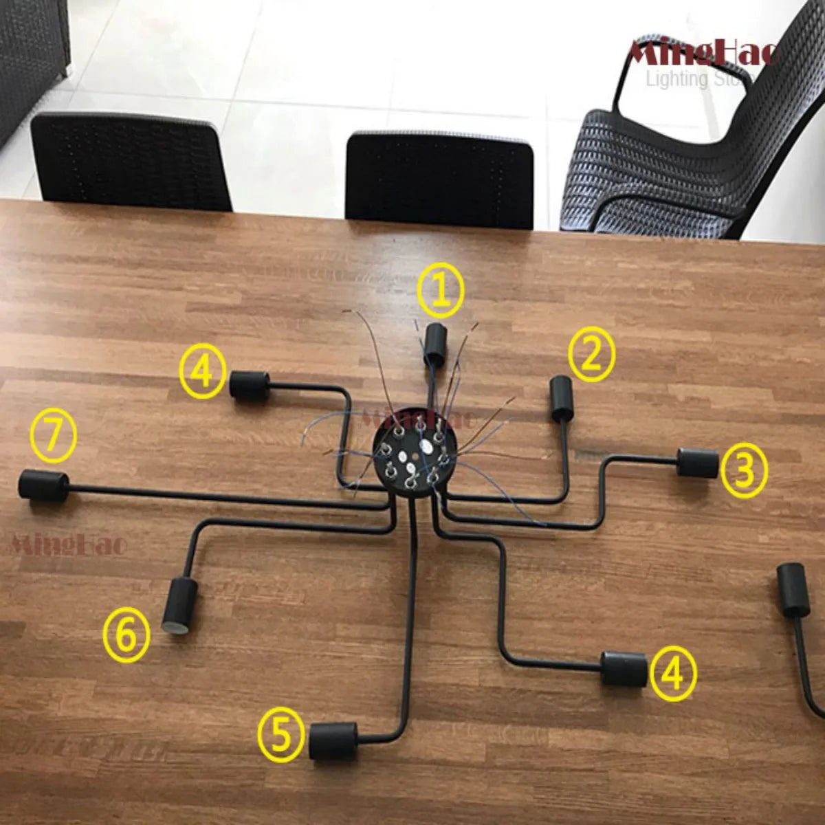 Lustre Pendente Vintage Ferro Forjado Haste Múltipla Jantar