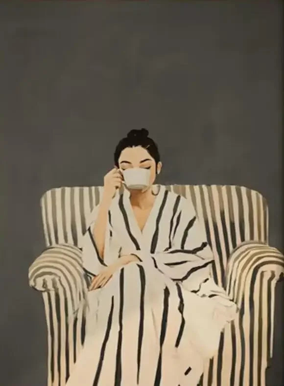 Quadro Em Tela Sem Moldura Abstrato Mulher Com Flores Para Sala Minimalista Nordic