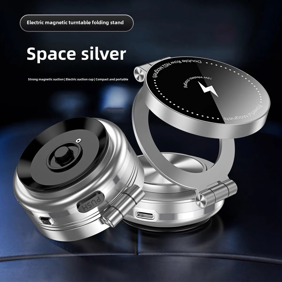 Carregador Sem Fio 15W Para Carro Dobrável Magnético