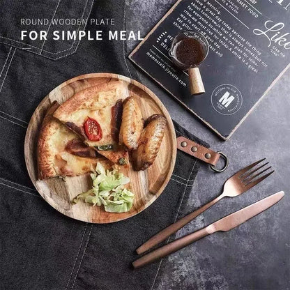 Bandeja De Serviço Redonda Para Frutas Em Acácia