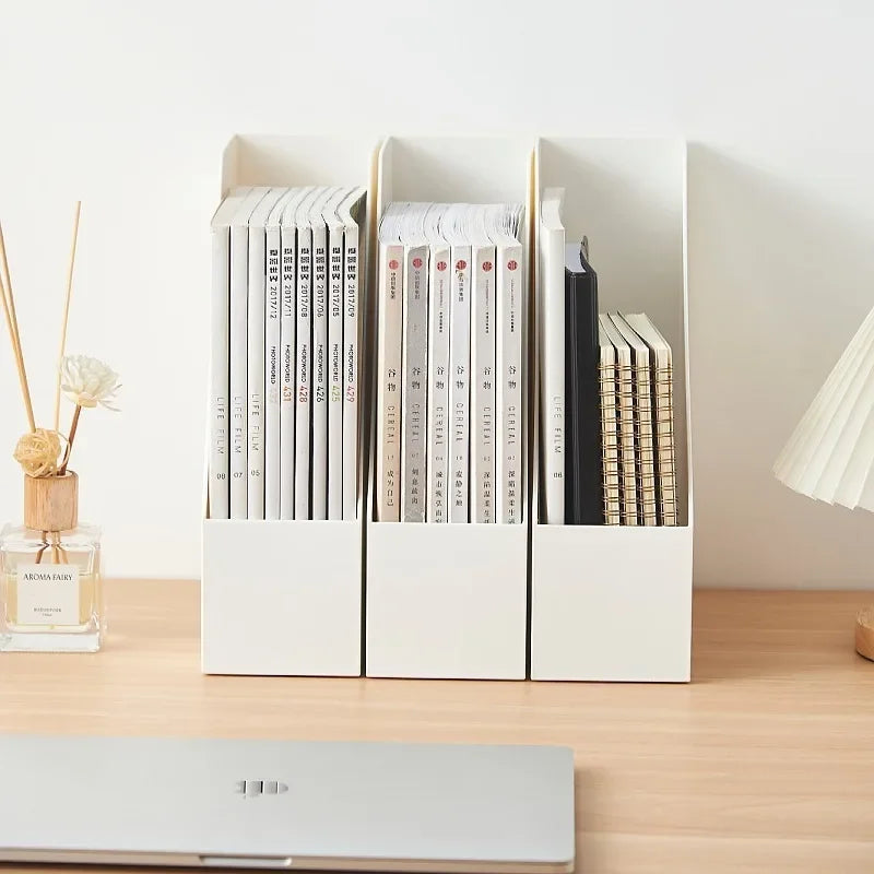 Organizador De Mesa Vertical Empilhável Com Compartimentos Largos Para Papéis E Itens Decorativos