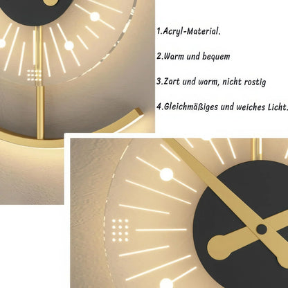 Relógio De Parede Pendular Iluminação Led Multicor Ouro