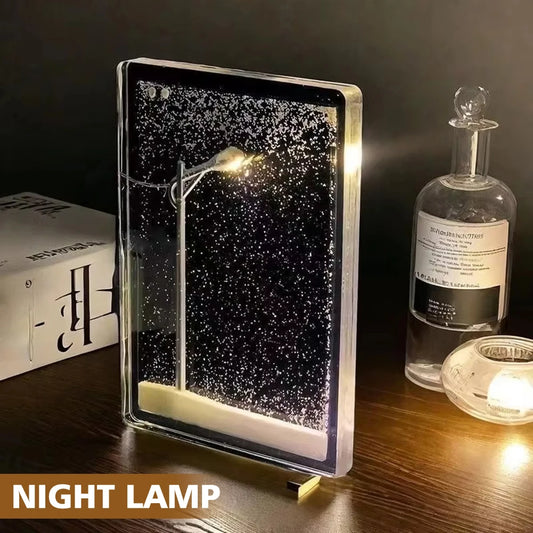 Iluminação Decorativa LED Para Mesa Com Neve Artesanal