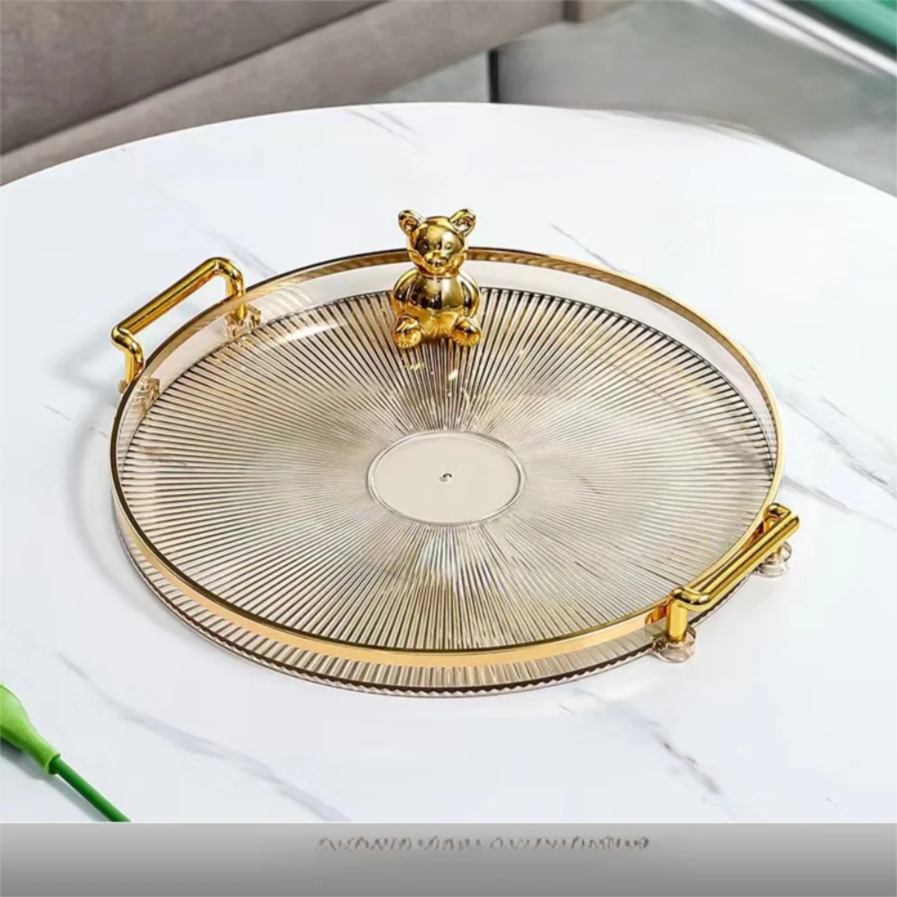 Bandeja de Armazenamento Redonda Multifuncional para Mesa Ouro
