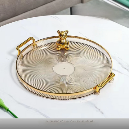 Bandeja de Armazenamento Redonda Multifuncional para Mesa Ouro