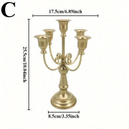 Castiçais Decorativos Metálicos Dourados Para Mesas de Eventos
