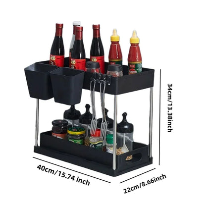 Organizador Deslizante Para Pia com Espaço Extra e Com Ganchos Penduraveis Estilo Sustentavel