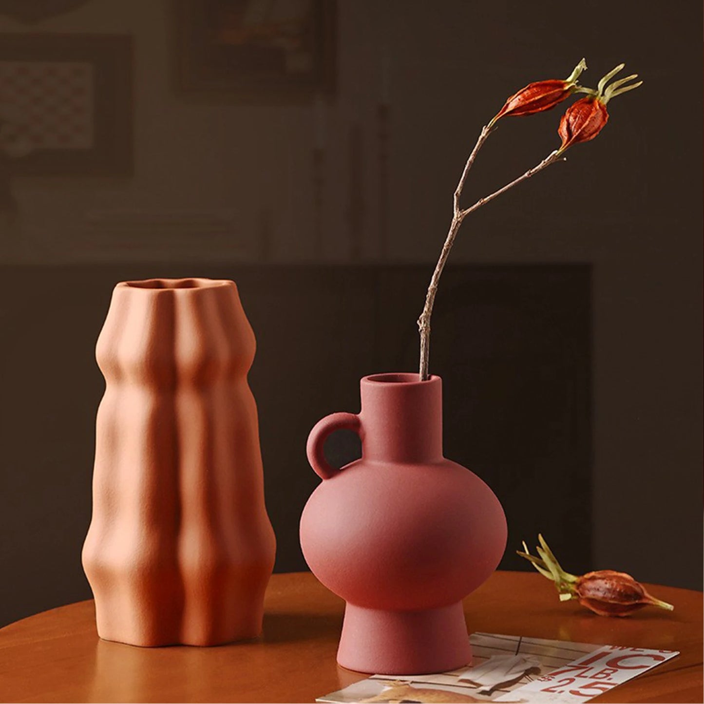 Vaso Cerâmico Fosco Para Arranjos Decorativos De Mesa