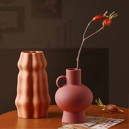 Vaso Cerâmico Fosco Para Arranjos Decorativos De Mesa