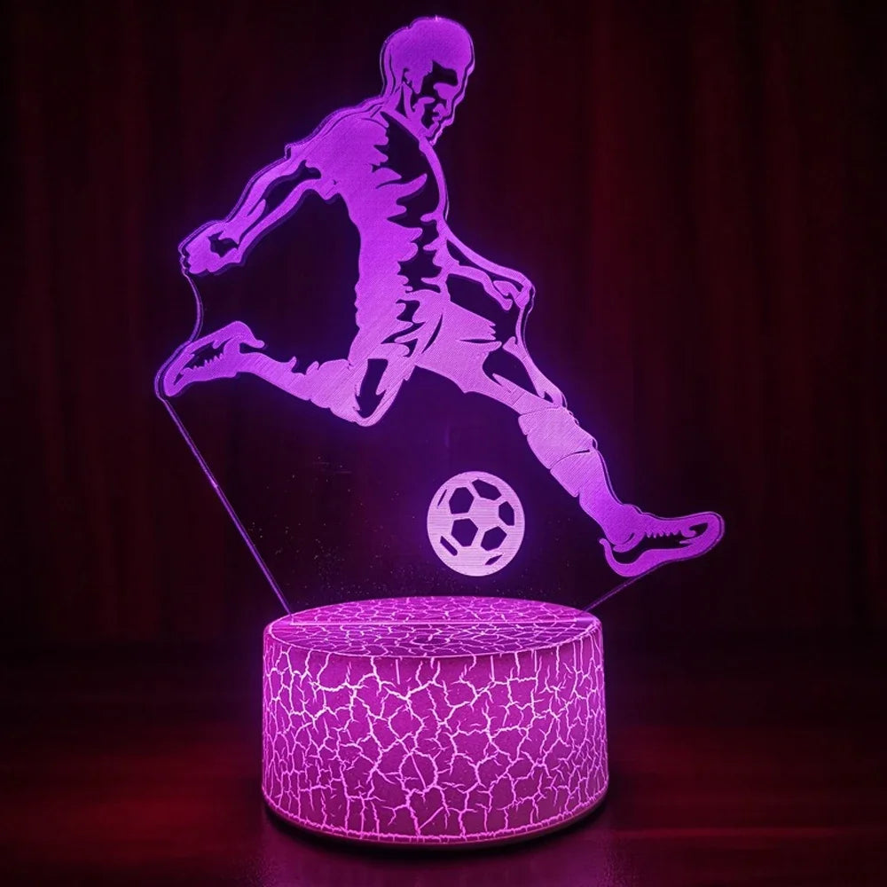Luminária LED 3D para Sala de Estar para Fãs de Futebol com Cores Variáveis e Iluminação Visual